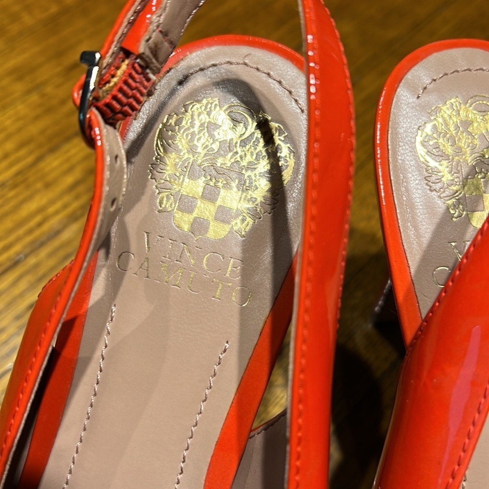 Vince Camuto - bright coral patent leather heels - Picture 2 of 9